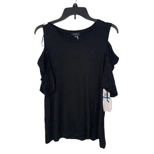 1.STATE Heritage Bloom Rich Black Cold‎ Shoulder Top Size XL NEW